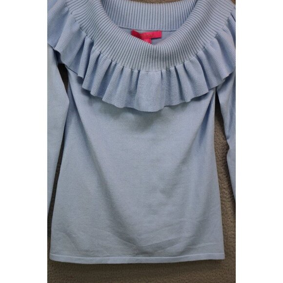 Lilly Pulitzer Siesta Long Sleeve Ruffle Off the Shoulders Sweater-Size Small - Picture 2 of 10